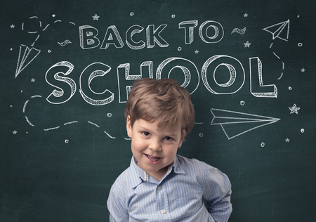 Cute boy with back to school concept Stock Photo