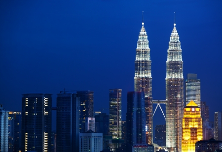 Cityscape of kuala lumpur malaysia petronas twin towers at klcc Stock Photo