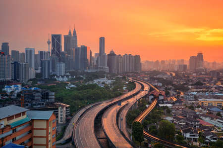 Kuala lumpur malaysia aerial cityscape image of kuala lumpur malaysia at sunset