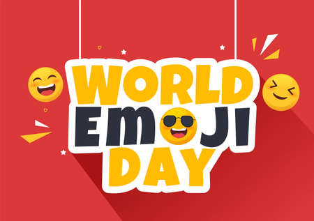 World Emoji Day Celebration with Events and Product Releases in Different Facial Expression Cute Cartoon Form in Flat Background Illustration