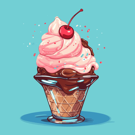 Ice cream. Ice cream hand-drawn comic illustration. Vector doodle style cartoon illustration