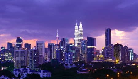 Kuala lumpur skyline at night Stock Photo