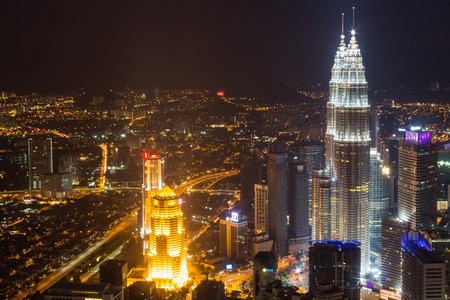 Panorama of the city at night kuala lumpur malaysia