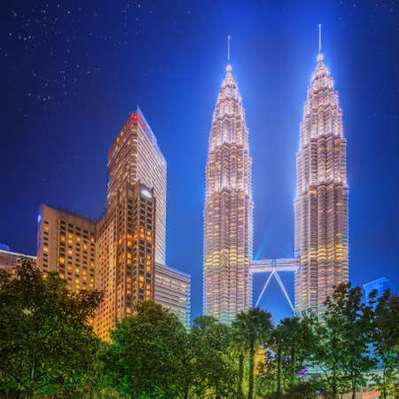 Kuala lumpur night scenery in the park malaysia Stock Photo