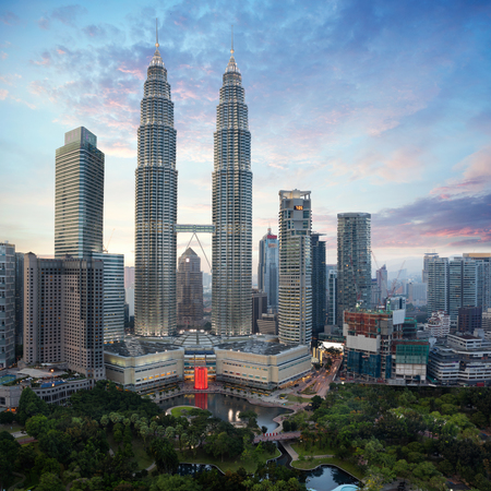 Kuala lumpur city skyline in evening malaysia cityscape kuala lumpur is capital city of malaysia