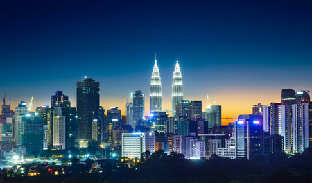 Kuala lumpur skyline at night Stock Photo