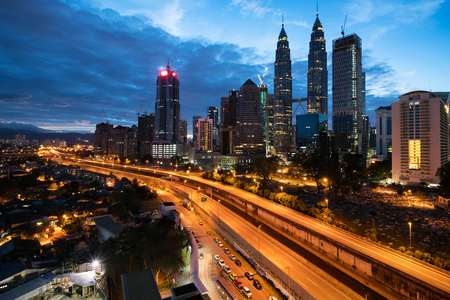 Kuala lumpur skyline and skyscraper at night in kuala lumpur malaysia Stock Photo