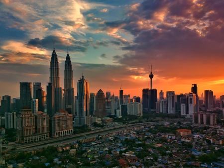 Top view of kuala lumper skyline at twilight