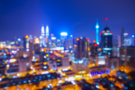 Blur image of kuala lumpur city at night