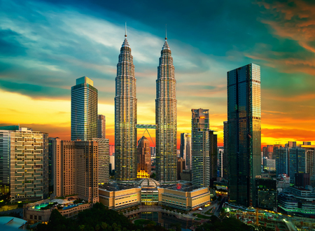 Kuala lumpur skyline at night Stock Photo