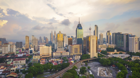 Aerial view of cloudy sky at kuala lumpur city skyline Stock Photo