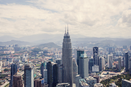 City center with petronas twin towers kuala lumpur skyline Stock Photo