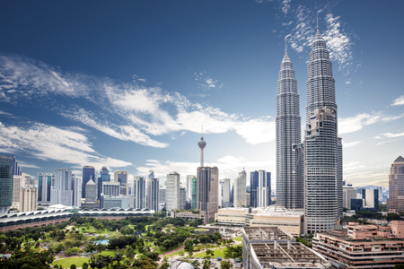 Nice view of kuala lumpur city skyline with nice blue sky